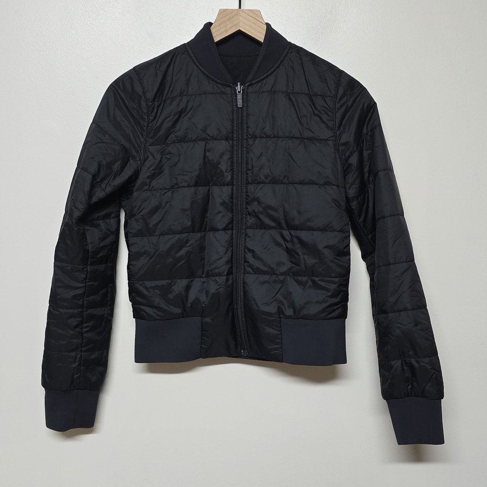 Lululemon Womens Reversible Non Stop Quilted Bomber Jacket Black‎ Sz 2